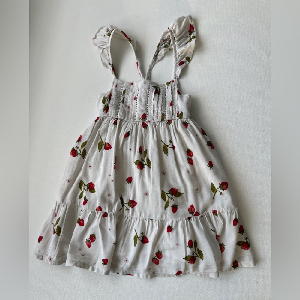 Old Navy girl’s Red and White Ruffled Sundress with Flutter Sleeves. Size 2T. - Picture 2 of 7